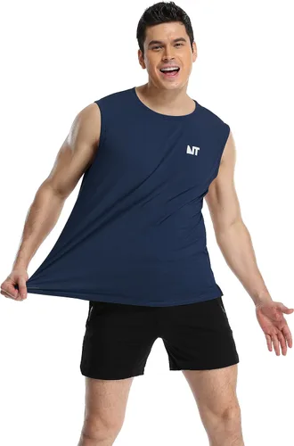 Vista 5 de NITAGUT Camiseta sin mangas para hombre casual clásica sin mangas para entrenamiento culturismo musculación