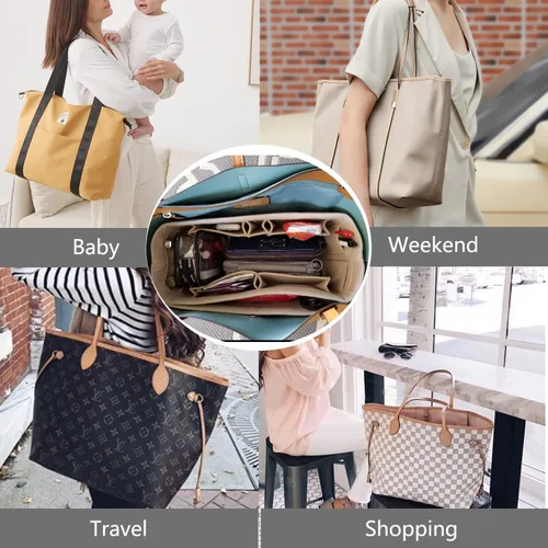Vista 7 de Lmeison Organizador de bolso, bolsa en bolsa, organizador de tela de fieltro, 5 tamaños para Speedy Neverfull