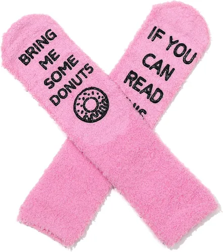 Vista 14 de CHANGGER Calcetines unisex con texto en inglés "If You Can Read This Bring Me Some Fuzzy Funny Saying Crew Socks Christmas Unisex Gift