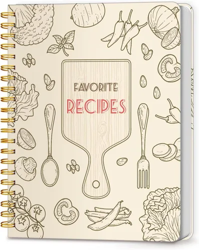 Vista 13 de LuBudingJoy Libro de recetas en blanco para escribir en tus propias recetas, organizador de recetas personal de tapa dura de página completa, diario