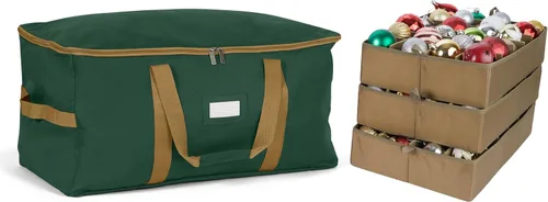 Vista 103 de Covermates Keepsakes Bolsa de almacenamiento ajustable para adornos, con asas de transporte, protección acolchada, ruedas dobles, almacenamiento