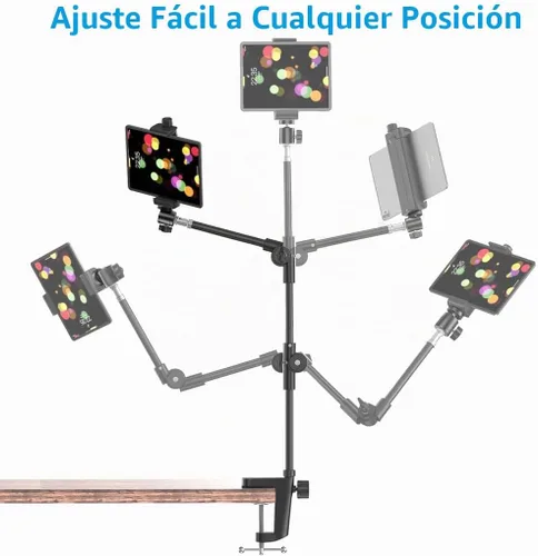 Vista 4 de KDD Soporte para cámara web con soporte para teléfono, abrazadera de cuello de cisne flexible plegable de 22 pulgadas y soporte de proyector