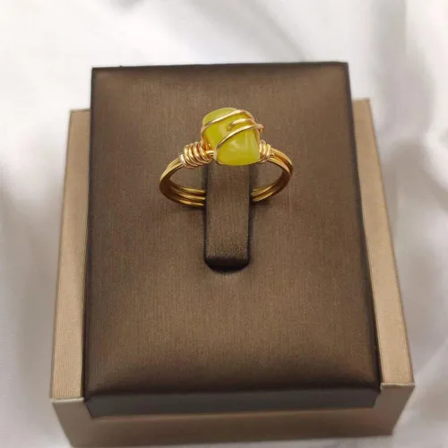 Vista 4 de LONGLITER - Anillos de piedra natural hechos a mano para mujer anillos de piedras preciosas de cristal curativo anillos de joyería vintage 4 - 7