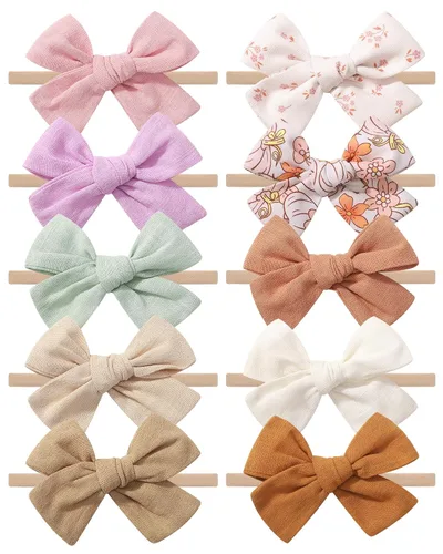 Vista 6 de doboi 3 diademas para el 4 de julio para niñas Star - Bandas de nailon y lino para el cabello, hechas a mano, accesorios para el cabello