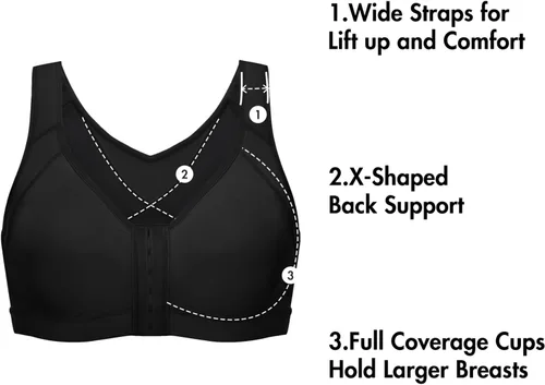 Vista 3 de DELIMIRA Women's Full Coverage Front Closure Wire Free Back Support Posture Bra