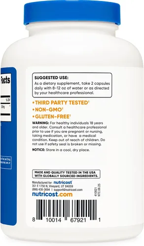 Vista 4 de Semillas Nutricost Fenugreek 0.026 oz; 200 cápsulas, 1 botella, 1