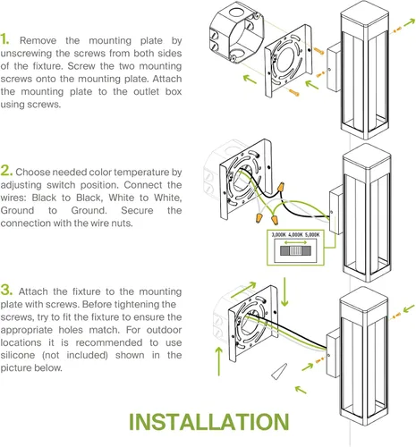 Vista 8 de ASD Lámpara LED de pared de vidrio de burbujas de 14 pulgadas 12 W, 300 lúmenes, 3000 K, 5000 K, 120 V, 3CCT, impermeable, regulable