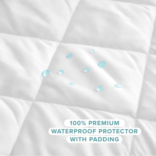 Vista 6 de Bare Home Protector de colchón acolchado impermeable Twin – Almohadilla de colchón refrescante – Protege contra derrames – Fácil lavado – Funda