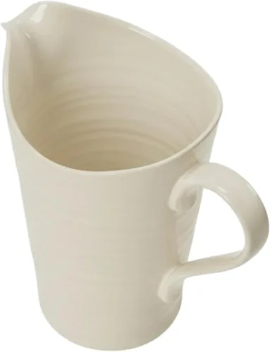 Vista 3 de Portmeirion Sophie Conran - Jarra grande de porcelana fina de 3 puntos para servir bebidas frías o exhibir flores, apta para lavavajillas Guijarro