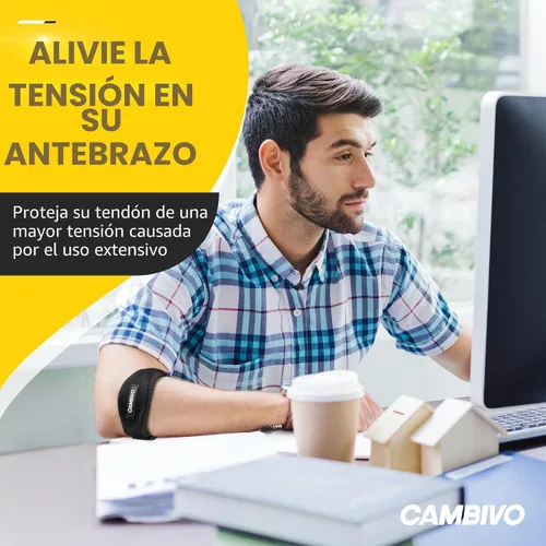 Vista 9 de CAMBIVO Paquete de 2 coderas de tenis para hombres y mujeres, alivio del dolor de codo para tendinitis, codo de tenis y golfista, correa ajustable