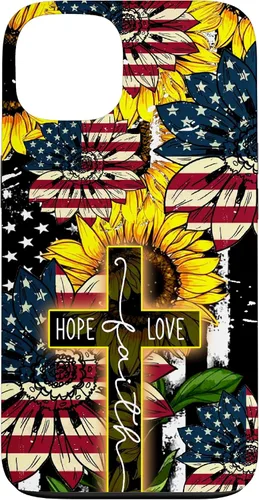 Vista 7 de Funda para iPhone 16 Sunflowers Faith Hope Love Jesus Cross Christian