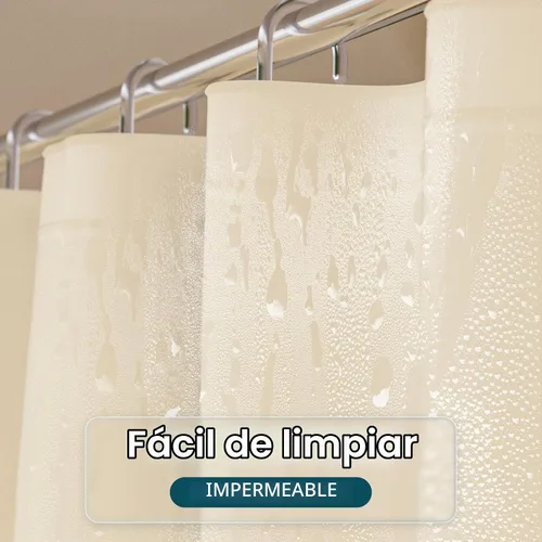 Vista 4 de Titanker Forro de cortina de ducha de plástico, 72 x 72 pulgadas, forro de ducha beige ligero de PEVA, cortinas de ducha para baño, forro de ducha