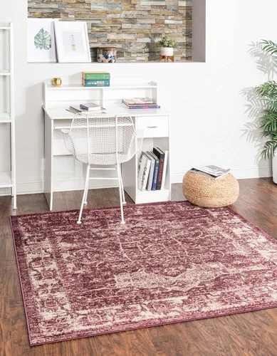 Vista 4 de Unique Loom colección Isabella - Alfombra de área Adjani (2 x 3 pies 1 pulgada, rectángulo, verde/ marfil)