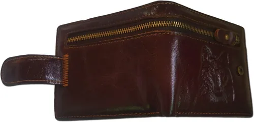 Vista 90 de Hombres Cool Eagle Wolf Caballo Totem Cuero Vaca Vertical Cartera Cremallera Multi-tarjeta Titular, Tótem de caballo, Minimalista