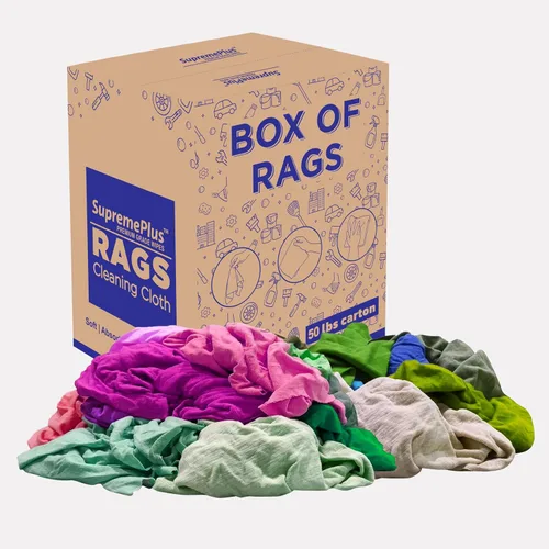 Vista 14 de Trapos de limpieza de camisetas de color reciclado (caja de 600 libras de palé de 60 x 10 libras) en trapos de algodón de color caja, perfectos