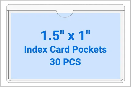 Vista 66 de 30 PCS Clear Self Adhesive Plastic Label Pockets, Top Loading Business & Library Index Card Holders, Peel and Stick Sleeves for Storage Bins, Totes