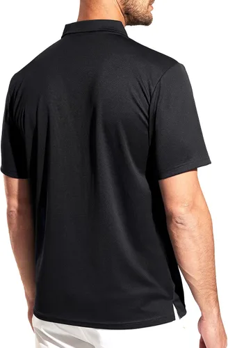 Vista 5 de MIER Men's Polo Shirts Polyester Casual Collared Shirts Short Sleeve with Front Pocket, Moisture-Wicking, Sun Protection
