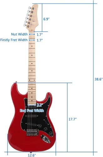 Vista 4 de Vasitelan - Guitarra eléctrica de 39 pulgadas, kit completo de iniciación Rojo