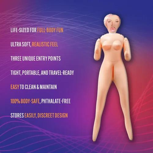Vista 2 de Blush Novelties X5 - Muñeca sexual inflable de jazmín dulce para hombre, juguetes sexuales para adultos, 5 pies y 3 pulgadas, regalo realista