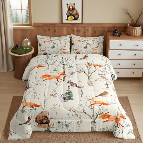 Vista 36 de Juego de ropa de cama Happy Camping de Homewish, tamaño individual, con diseño de osos cazadores y pinos, para niños, hombres, adultos, decoración