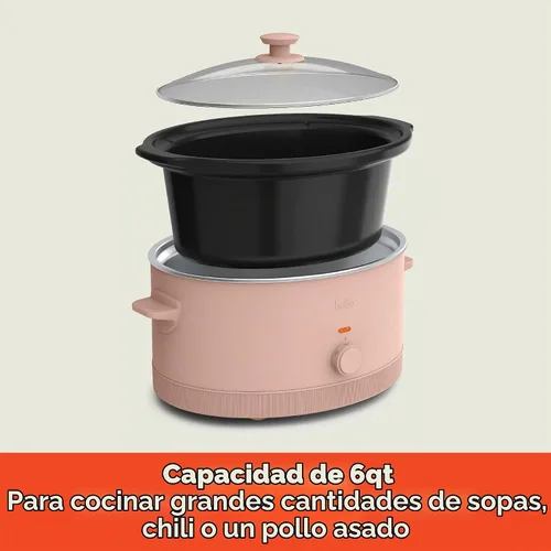 Vista 2 de [Usado] bella Olla de cocción lenta manual de 6.0 cuartos de galón, revestimiento antiadherente de cerámica, 3 ajustes de temperatura, olla de gres