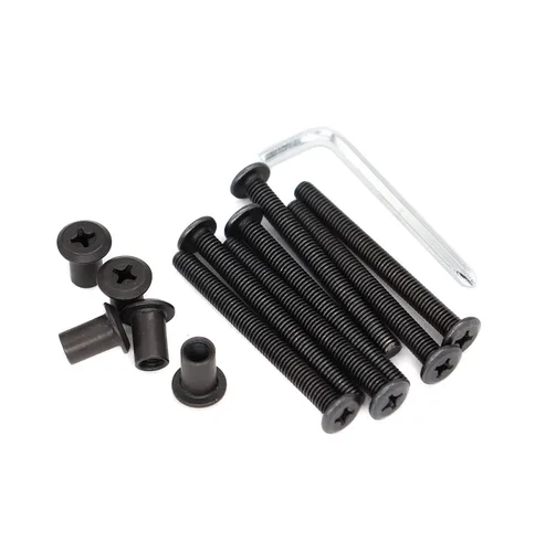 Vista 5 de Paquete de 10 tornillos de conexión Phillips M6 de 0.632 pulgadas, color negro, para muebles, camas y armarios
