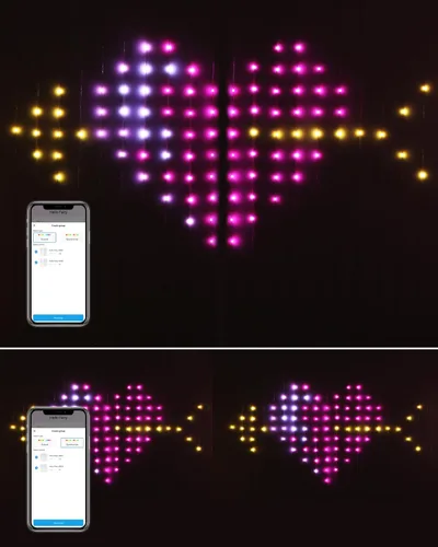 Vista 3 de 540 LED Luces de cortina dinámicas, luces de ventana de Navidad DIY con control remoto y aplicación inteligente, luces de cadena de cortina LED