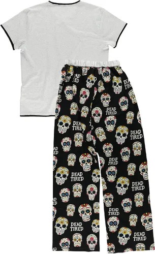 Vista 4 de Lazy One Conjunto de pijama para mujer, manga corta con bonitos estampados, ajuste relajado