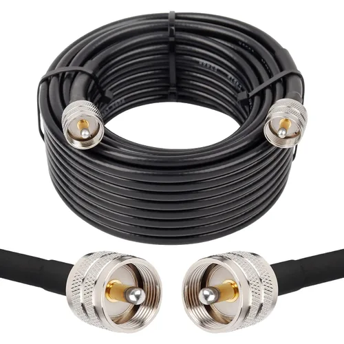 Vista 13 de MOOKEERF RG8x Cable de puente 1 pie, paquete de 2 PL259 Cable coaxial CB de puente 50 Ohm, extensión de antena CB de baja pérdida UHF PL259 macho a