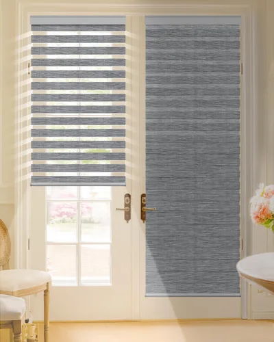 Vista 12 de Tokblind Persianas motorizadas de cebra con control remoto, persianas enrollables eléctricas de doble capa compatibles con Alexa a través del Hub