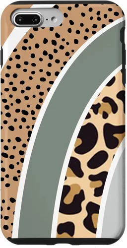 Vista 12 de Boho Burnt Orange Half Rainbow with Dotted Pattern Leopard Case for iPhone 17