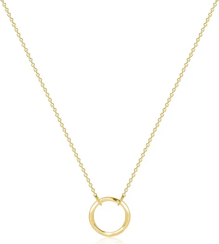 Vista 23 de Fettero - Collar con dije de oro, gargantilla en capas con moneda abierta, círculo de karma completo, luna creciente nueva, 14K oro chapado