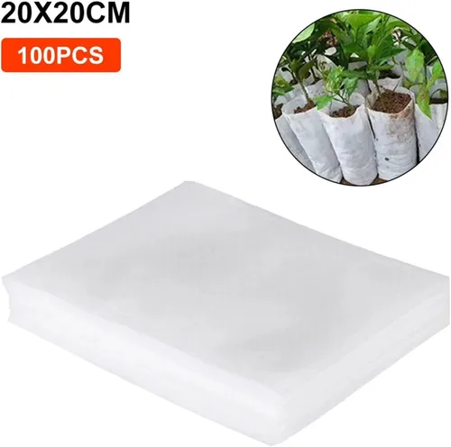 Vista 2 de 100 bolsas biodegradables para vivero, bolsas de cultivo de plantas, semillas de tela no tejida para sembrar macetas para el hogar, accesorios