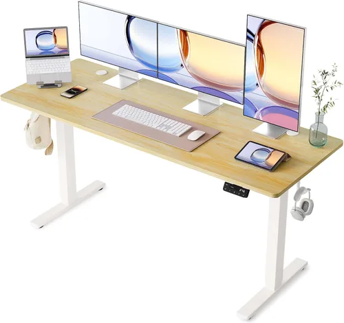 Vista 19 de YIHAYO Escritorio eléctrico de pie, escritorio de pie de 48 x 24 pulgadas con tablero de empalme, escritorio de pie para sentarse, mesa de Marco