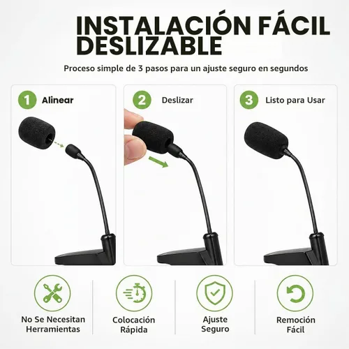 Vista 4 de Paquete de 5 parabrisas de espuma profesional para Shure CVG18-B/C, filtro de micrófono de grado de estudio para micrófonos de condensador de cuello