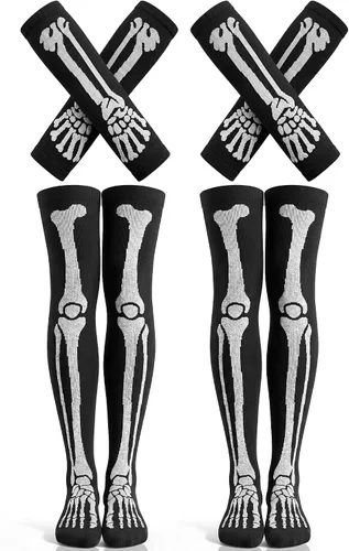 Vista 8 de Juego de medias de guantes de esqueleto de Halloween