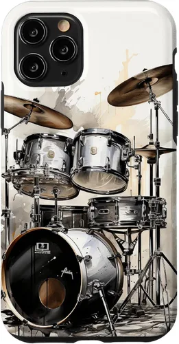 Vista 29 de Vintage Drum Set Drawing Funda para iPhone 17
