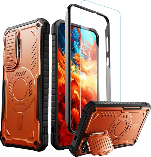 Vista 7 de ExoGuard Funda para Samsung Galaxy S24 con protector de pantalla, funda protectora de goma de cuerpo completo con cubierta de cámara y función atril
