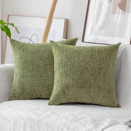 Vista 19 de Home Brilliant Fundas de almohada de primavera de 18 x 18 pulgadas, fundas de almohada decorativas de terciopelo chenille a rayas para decoración