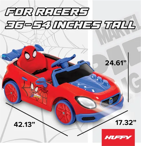 Vista 7 de Huffy Marvel Spider-Man - Auto de 12 V con control remoto para padres