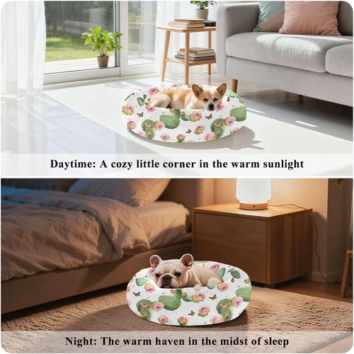 Vista 4 de Wudan Pet Cat Beds Relieve Stress Fluffy Dog & Cat Cushion for Small Size Pets Sleeping XS Beauty Prickly Pear Fruit White
