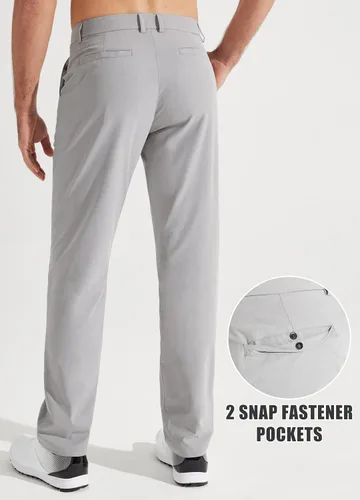 Vista 2 de Libin Pantalones de golf para hombre, elásticos, de 30 a 32 pulgadas, de secado rápido, ligeros, casuales, cómodos, con bolsillos
