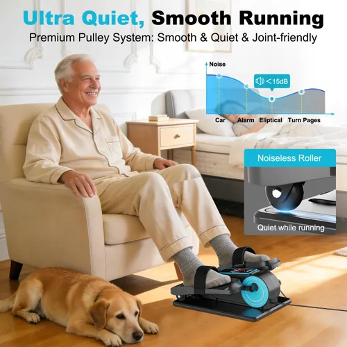 Vista 6 de TDH Under Desk Elliptical Machine Leg Exerciser Electric Quiet Portable Electric Pedal Exerciser While Sitting for Seniors Adult with 12