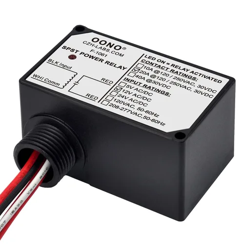 Vista 3 de Módulo de relé de potencia AC/DC 12V SPST 20Amp 250Vac/30Vdc, carcasa de plástico y precableado