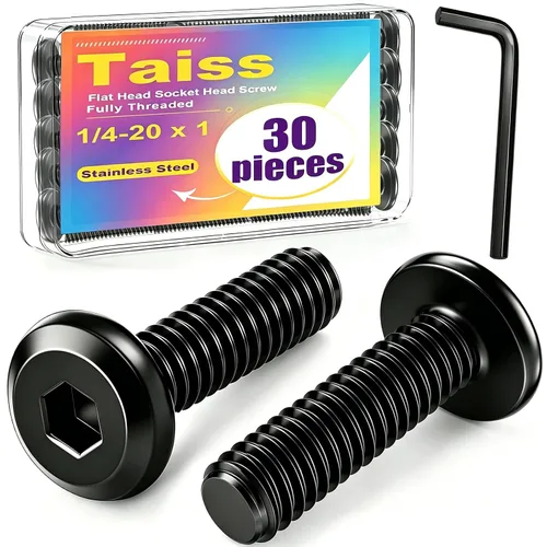 Vista 28 de Taiss 10 piezas de tornillos de cabeza hexagonal de 5/16-18x1, pernos para muebles, tornillos para muebles de acero inoxidable 304, pernos de 1/4