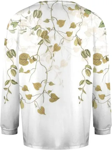Vista 3 de FlekmanArt Sudaderas con estampado de cuello en V para mujer, de manga larga, con botones, para ocultar el vientre