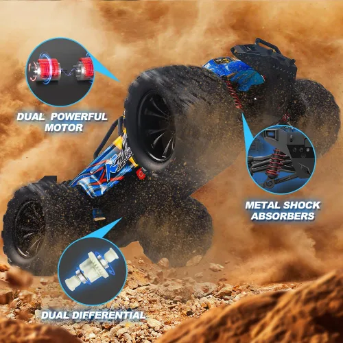 Vista 4 de Autos RC a escala 1:16 para adultos, auto de control remoto rápido de 40 KPH, autos RC de hobby para niños a partir de 8 años, camioneta RC 4x4