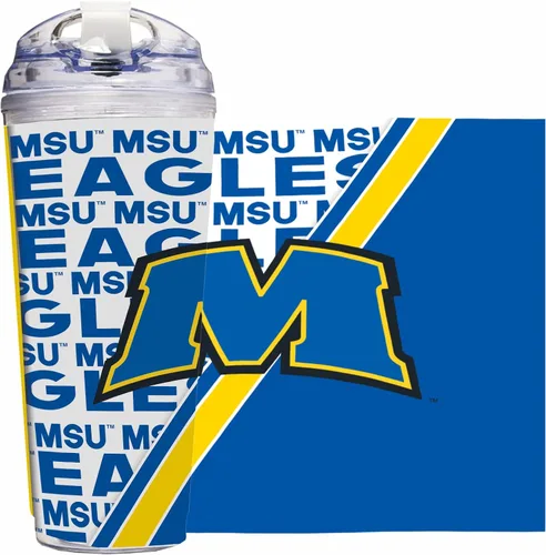 Vista 47 de Rico Industries Taza acrílica NCAA estándar de 24 onzas con tapa con bisagra, taza de doble pared oficialmente licenciada con pajita