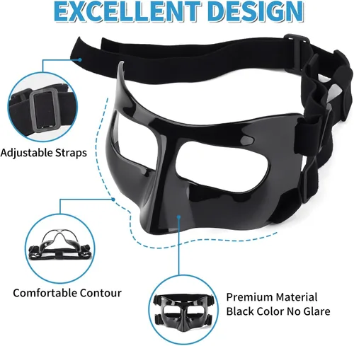 Vista 7 de QK01 - Protector de nariz para nariz rota, máscaras faciales para fútbol, baloncesto y otros deportes, ajustable, para niños, adolescentes