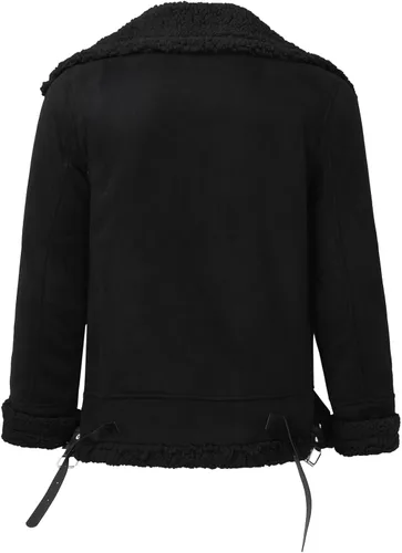 Vista 3 de ADUWOAN Chaqueta de piel sintética para hombre, chaqueta de piel sintética de gamuza, abrigo de invierno casual con solapa y forro de sherpa